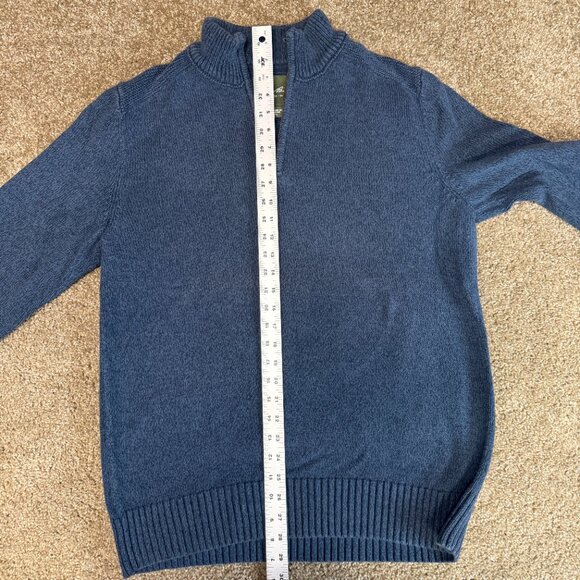 Eddie Bauer Seattle Sweater Mens TL Navy Blue Knit Cotton Mock Neck Quarter-Zip - Picture 6 of 12